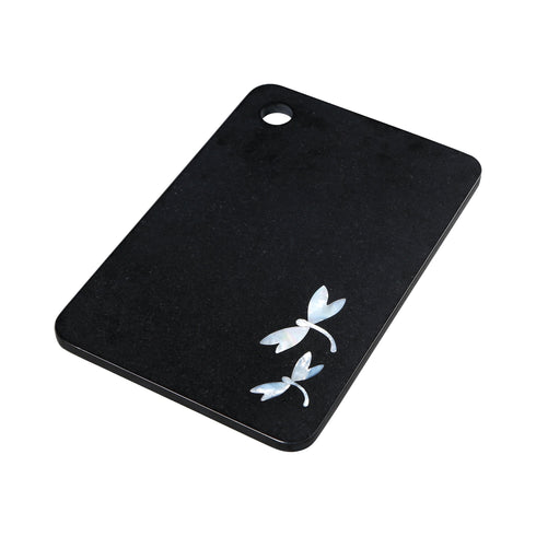 Black Stone Cutting Board with Mother of Pearl Inlay